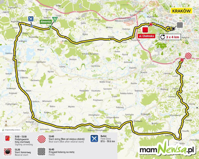 Pierwszy etap Tour de Pologne przez Zator, Wadowice, Kalwarię