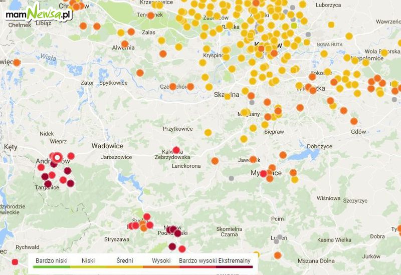 Powietrze w Andrychowie i Makowie Podhalańskim gorsze niż w Krakowie