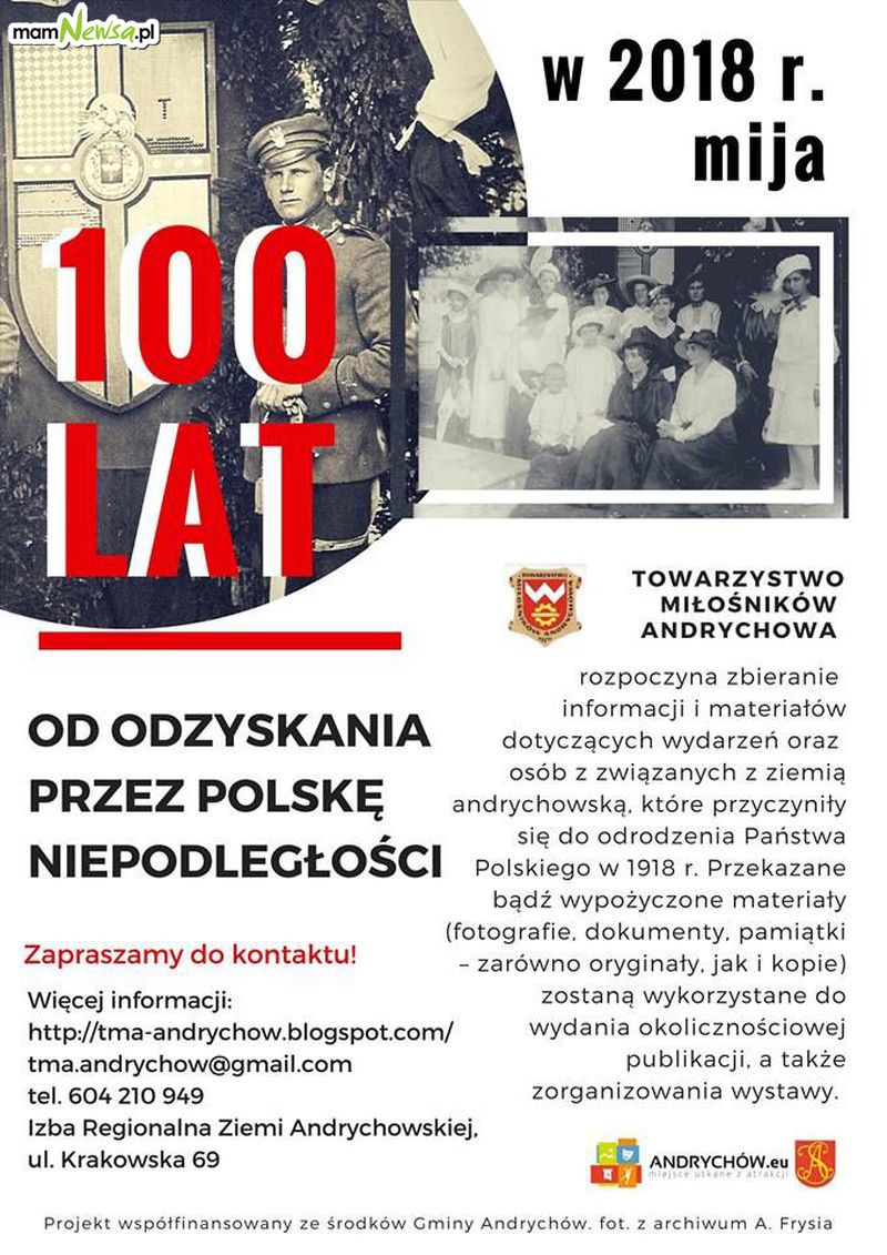 Towarzystwo Miłośników Andrychowa na 100-lecie odzyskania przez Polskę Niepodległości