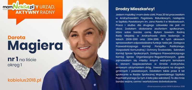 Dorota Magiera - kandydatka do Rady Miejskiej w Andrychowie z KWW Kobielus 2018