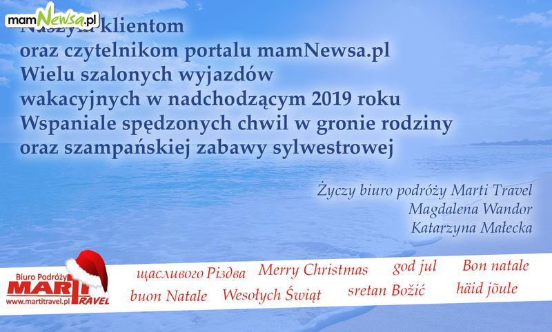 Życzenia świąteczne od Biura Podróży Marti Travel z Andrychowa