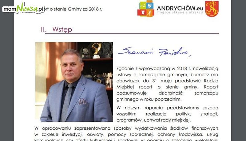Po raz pierwszy burmistrz wygłosi raport o stanie gminy Andrychów