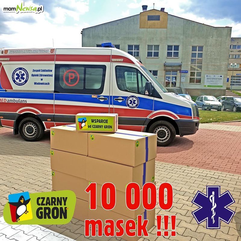 10 tys. maseczek od Czarnego Gronia dla wadowickiego szpitala