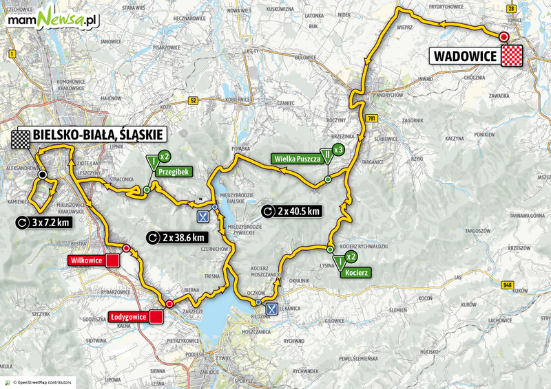 Znana dokładna trasa tegorocznego Tour de Pologne.Kolarze dwukrotnie przyjadą przez powiat wadowicki