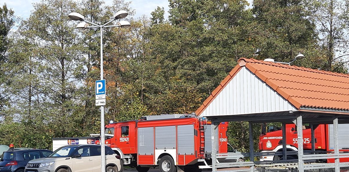 Interwencja strażaków na parkingu Netto