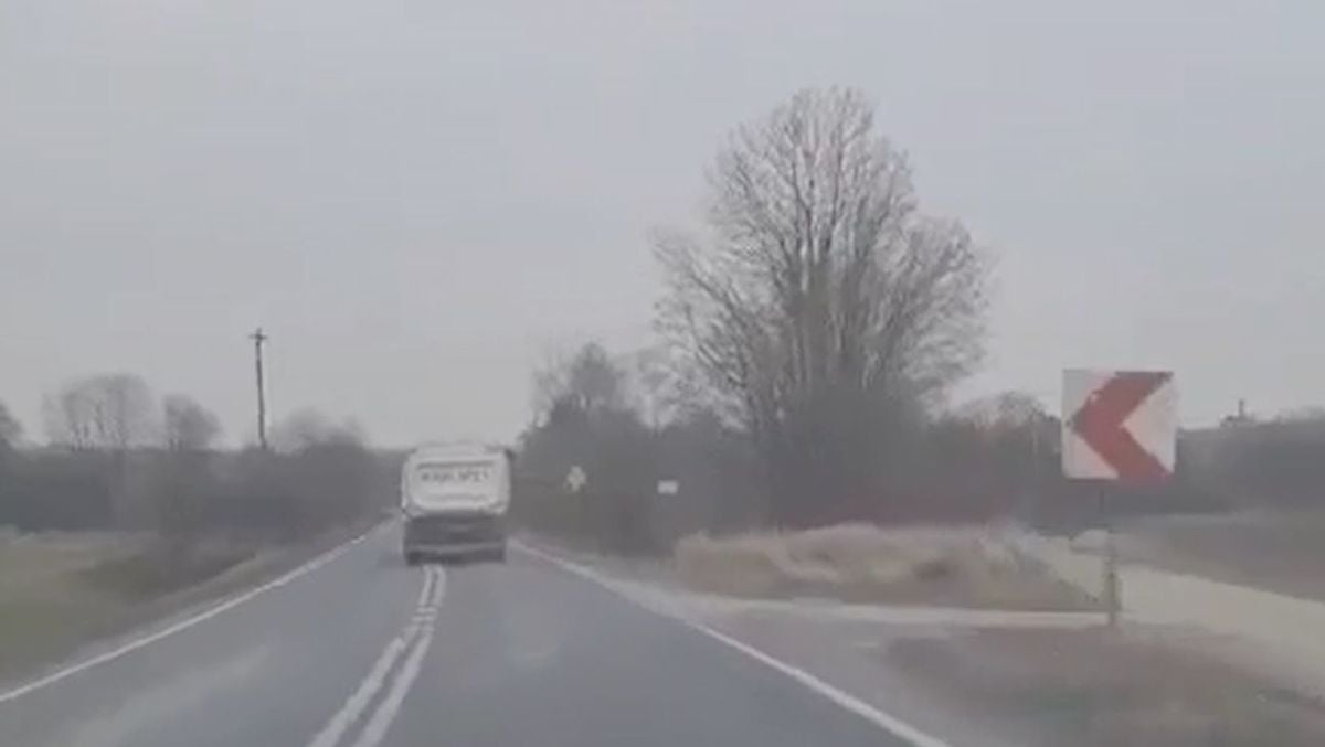 Pijany kierowca ciężarówki [VIDEO]
