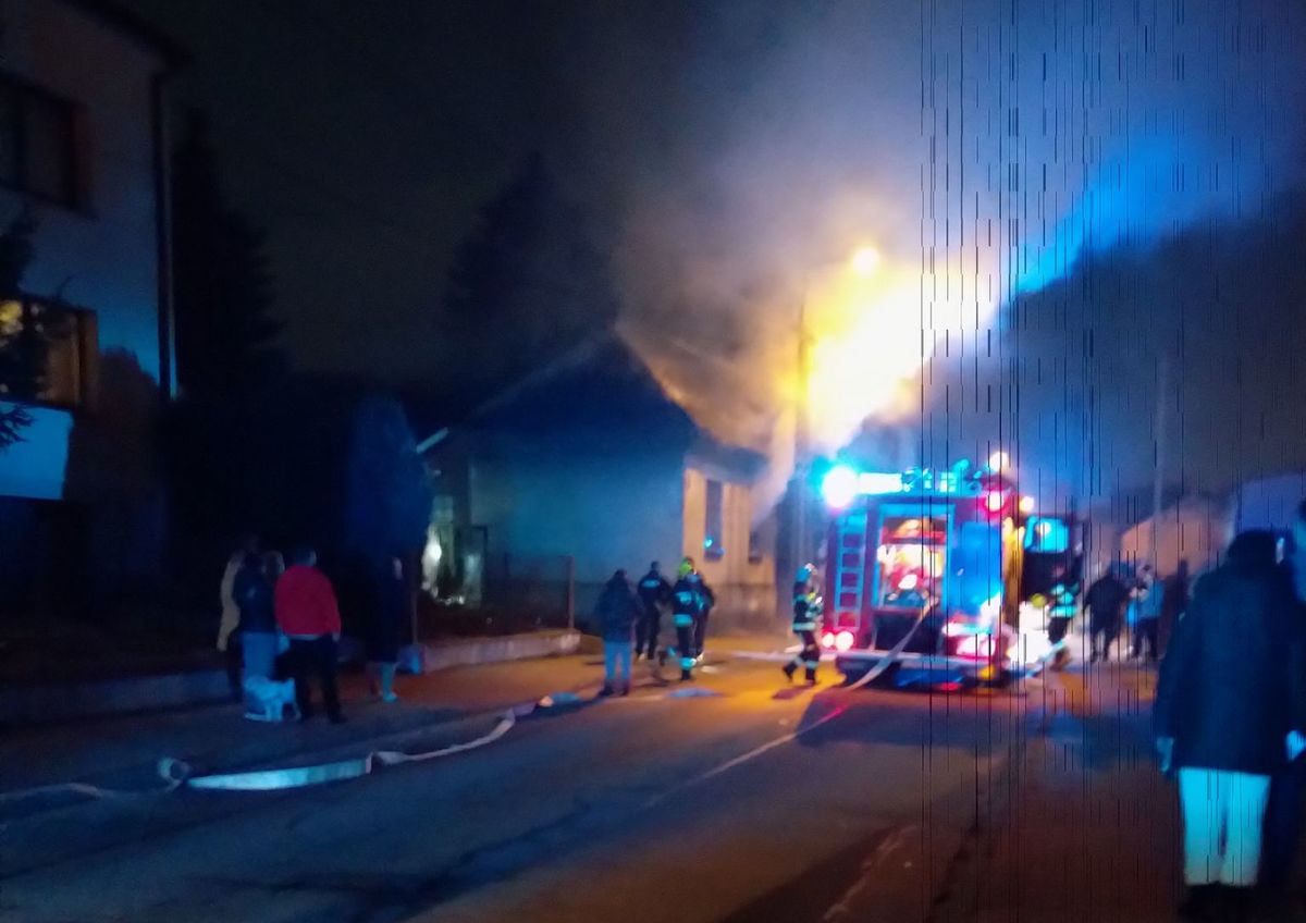 Pożar budynku w Kętach