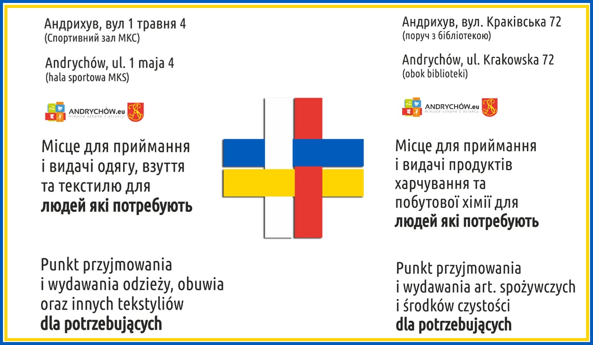 Pomoc dla Ukrainy. Punkty zbiórki i wydawania artykułów w Andrychowie już czynne