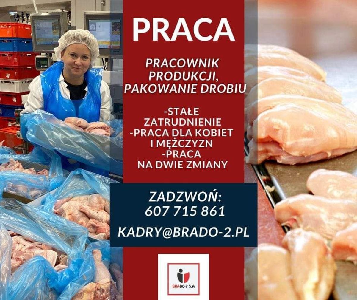 Praca. Zakłady Mięsne Brado-2 S.A. w Tomicach!
