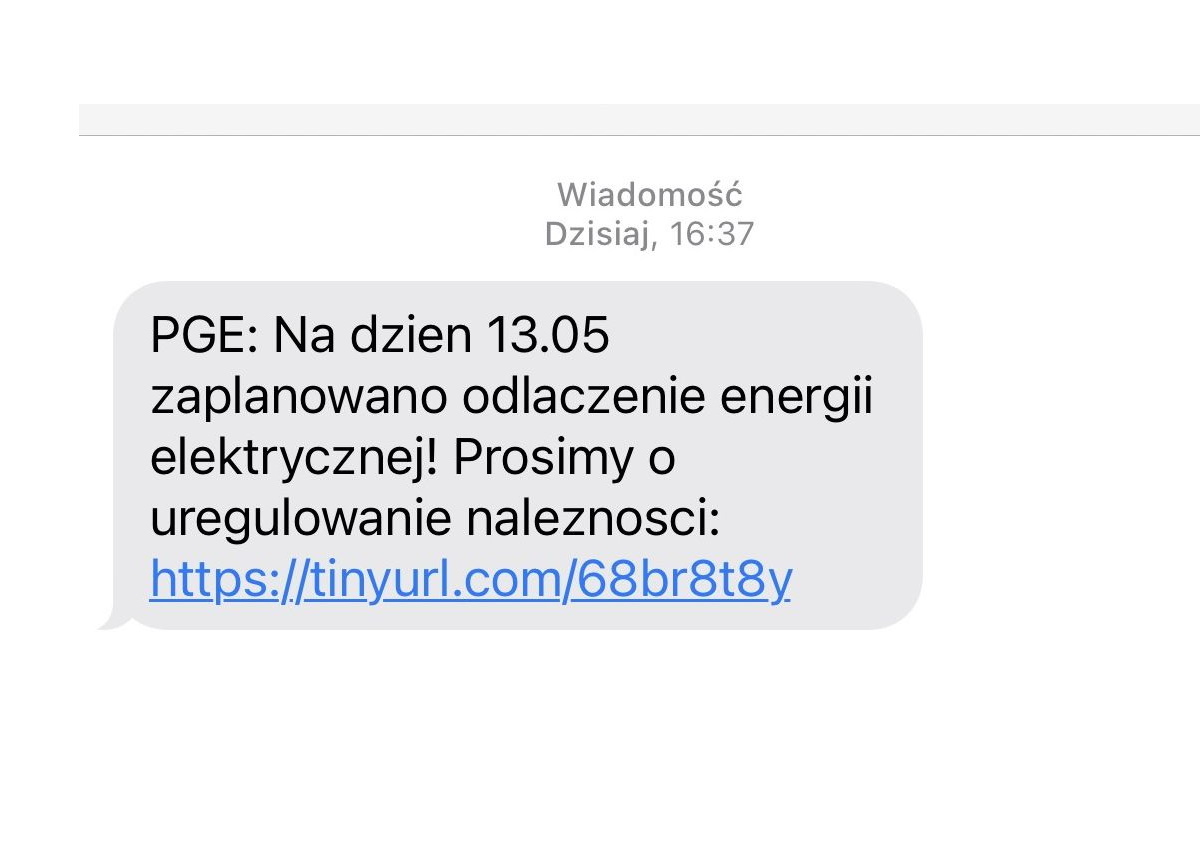 Uwaga na fałszywe smsy z informacją o wyłączeniu prądu