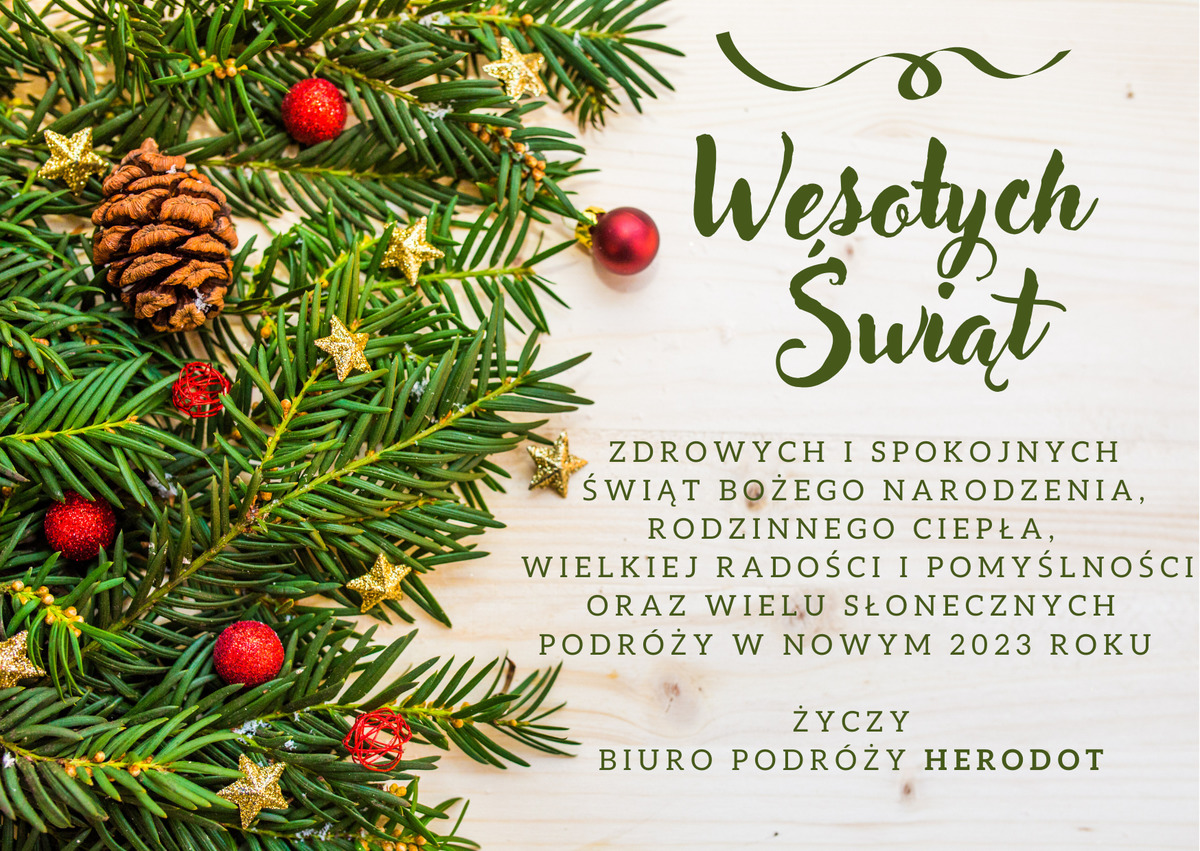 Życzenia świąteczne od Biura Podróży HERODOT z Wadowic