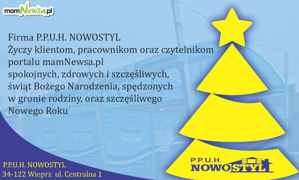 Życzenia świąteczne od firmy Nowostyl Wieprz