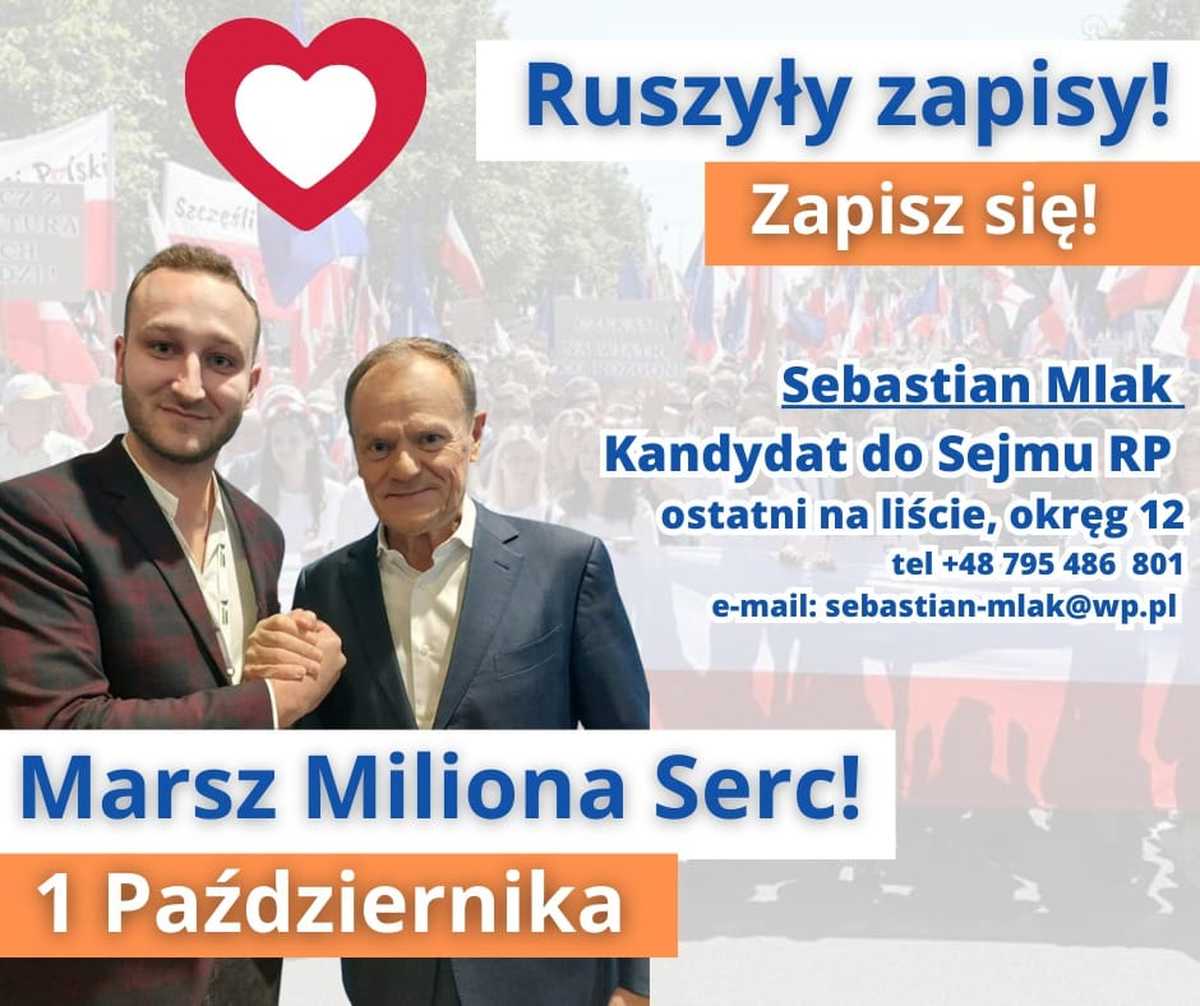 Sebastian Mlak zaprasza na Marsz Miliona Serc w Warszawie. Trwają zapisy