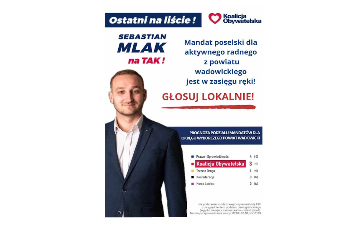 Głosuj lokalnie. Sebastian Mlak - ostatni na liście Koalicji Obywatelskiej