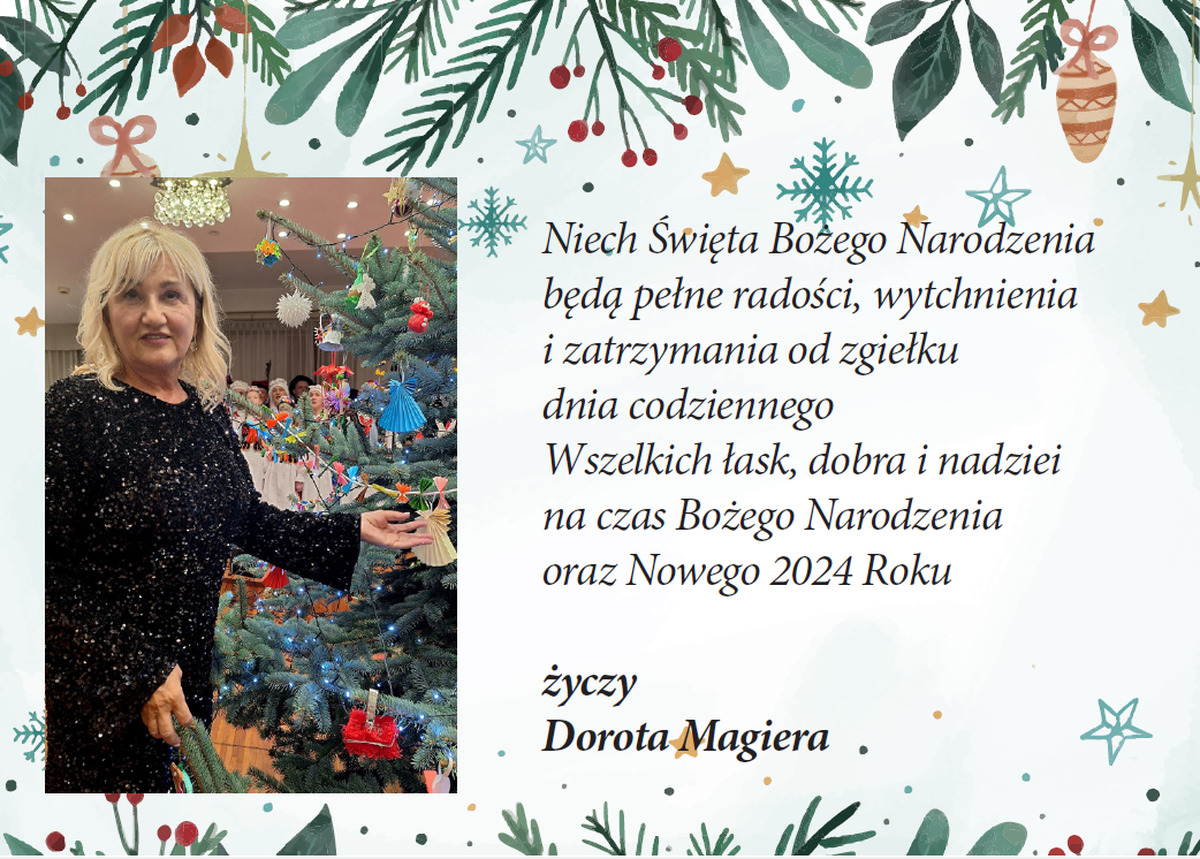 Radna z Andrychowa Dorota Magiera przesyła życzenia świąteczne