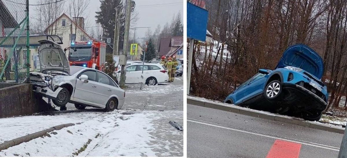 Zderzenie dwóch samochodów, jedna osoba poszkodowana